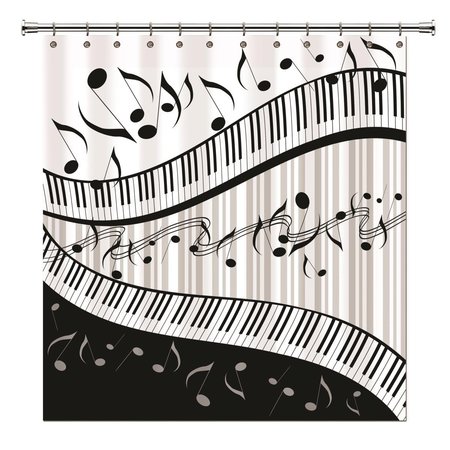 DESIGNED TO FURNISH Music Shower Curtain, Black & Grey DE2527423